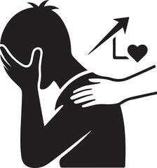 Person receiving comfort and support with heart and upward arrow helping hand empathy
