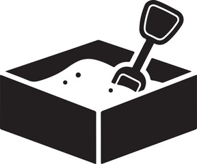 Sandbox with shovel and sand play