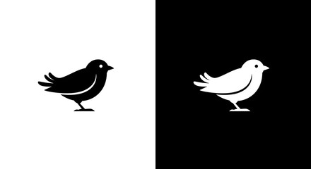 Stylized bird logo concept in black and white. Minimalist animal silhouette vector for a clean and simple brand identity.