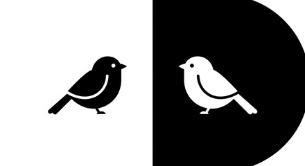 Obraz premium Minimalist bird silhouette icon set in black and white. Simple, modern flat design animal symbol for a creative logo or graphic element.