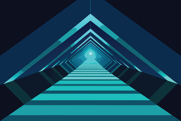 Fototapeta premium Blue Gradient Sci-Fi Triangle Tunnel