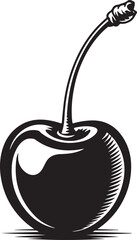 Obraz premium Single black cherry with stem and leaf fruit food