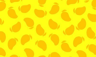 Mango seamless pattern. Vector flat illustration of Mango. Great as a textile print, party invitation or packaging. Surface pattern design.