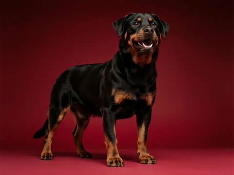 Full-Body Rottweiler with Alert Expression - Rottweiler en cuerpo completo con expresión de alerta