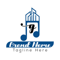 Real estate company logo design featuring a house symbol, perfect for business vector icons and web illustrations g music logo design