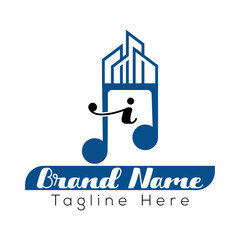 Real estate company logo design featuring a house symbol, perfect for business vector icons and web illustrations i music logo design