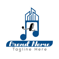 Real estate company logo design featuring a house symbol, perfect for business vector icons and web illustrations k music logo design