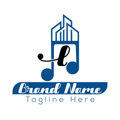 Real estate company logo design featuring a house symbol, perfect for business vector icons and web illustrations l music logo design