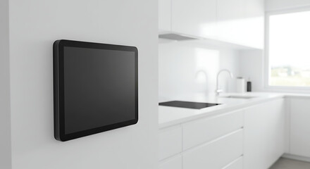 Fototapeta premium Sleek Modern Kitchen with Integrated Blank Smart Display