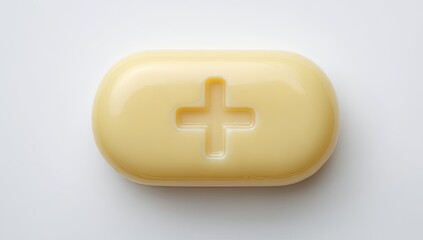 Obraz premium Beige Tablet with Plus Sign