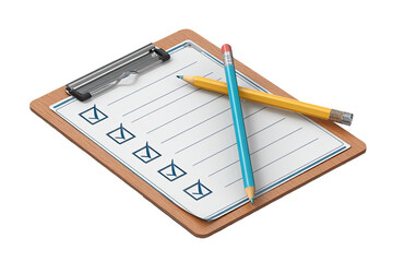 A clipboard with a checklist and pencils