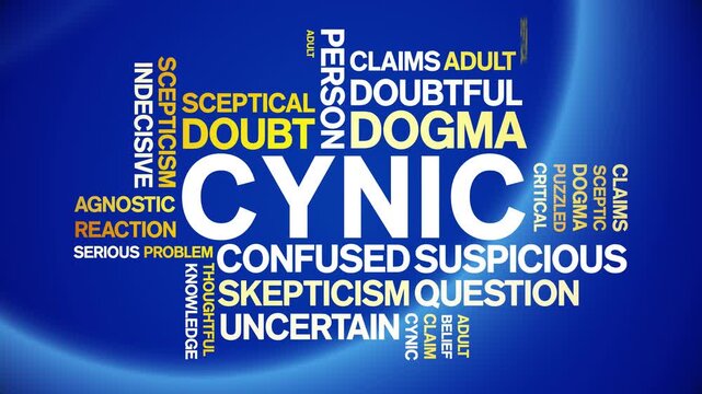Cynic animated word cloud-text design animation tag kinetic typography seamless loop.