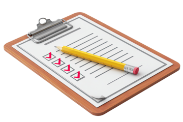Checklist on clipboard with pencil