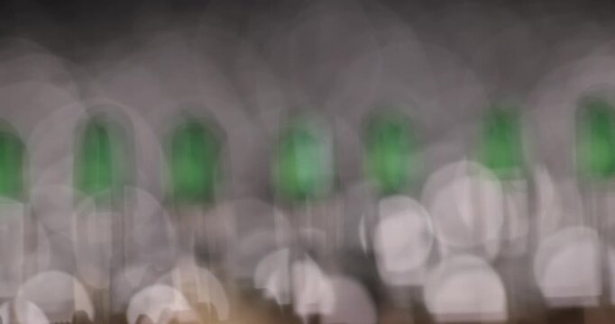 bulbs in a row on the printed circuit board , a large number of green light bulbs for signaling
