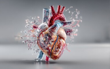 3D anatomical heart with glass-like vessels