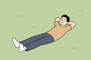 Man Relaxing on the Grass