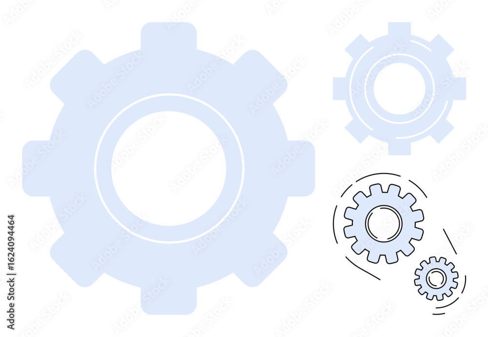 Aufkleber three gears in motion illustrating teamwork, process automation, and mechanical concepts. ideal for 