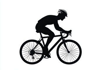 Obraz premium Man cycling icon vector illustration isoleted on white background in black silhouette complex photo.