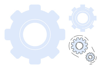 Three gears in motion illustrating teamwork, process automation, and mechanical concepts. Ideal for engineering, innovation, collaboration, system integration, workflow, industrial processes