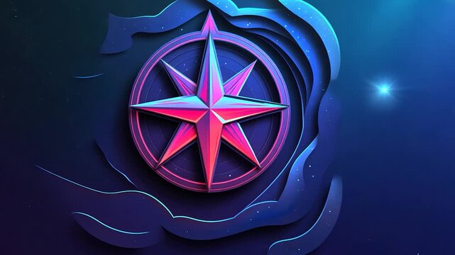 Stylish, 3D compass star graphic