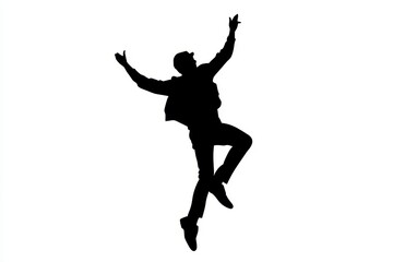 Man dancing joyfully icon vector illustration isoleted on white background in black silhouette complex photo.