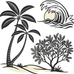 tropical island with palm trees