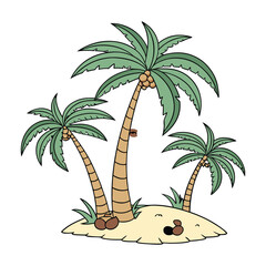 tropical island with palm trees