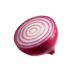 Halved Red Onion with Visible Rings and Layers, Close-up Studio Shot