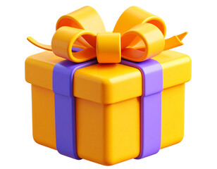 Tiny 3D Cartoon Gift Box with Oversized Ribbon – Minimalist Transparent Icon