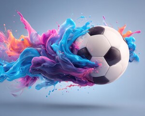 Colorful soccer ball splash