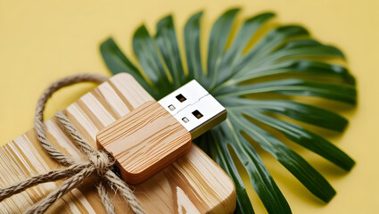 usb flash drive on a green background