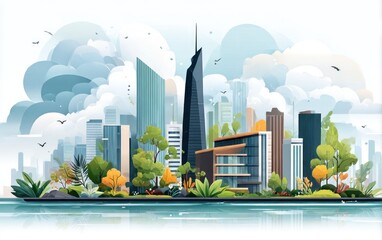 Cityscape illustration with modern buildings