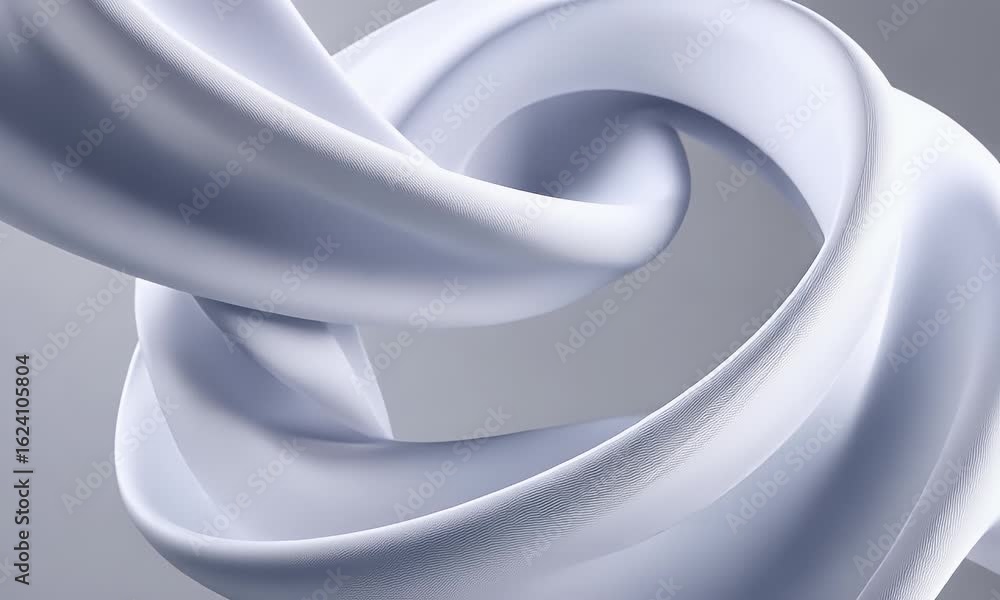 Poster 3d render of a white, wavy abstract shape in a simple and minimalistic style, with a light grey back