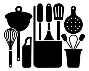 Kitchen Utensils silhouette vector illustration