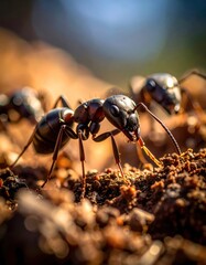 Close-up of ants on ground