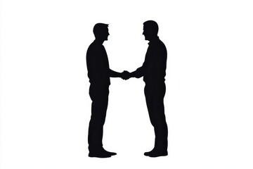 Man giving handshake icon vector illustration isoleted on white background in black silhouette complex photo.