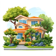 Colorful house in garden