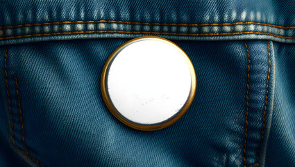 Denim Fabric with Button Close-Up
