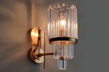 Elegant gold wall lamp with clear crystal accents