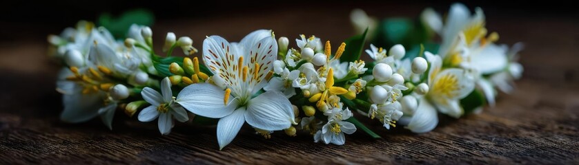 Lily gardenia by flower crown concept. A beautiful floral crown featuring delicate white and yellow flowers.