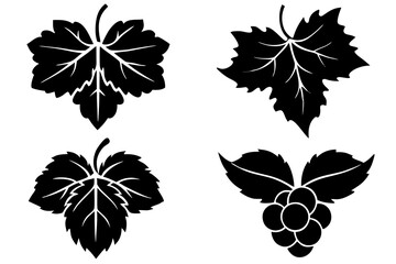 set of Grape Leaf silhouette vector illustration