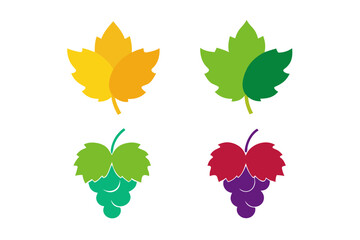 set of Grape Leaf silhouette vector illustration