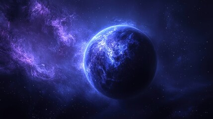 Fototapeta premium Cosmic planet bathed in vibrant nebula