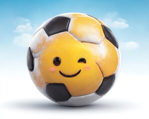 Cute soccer ball with a winking face