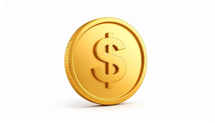 Obraz premium A shiny golden dollar coin and dollar sign, a symbol of finance and wealth in 3d icon