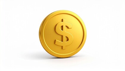 Fototapeta premium Golden dollar sign coin, a shiny symbol of business and finance