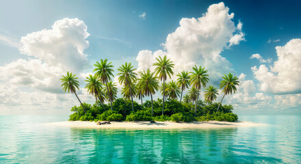 tropical island with palm trees