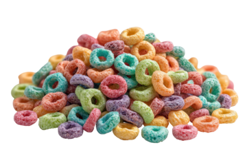 Colorful cereal rings piled high