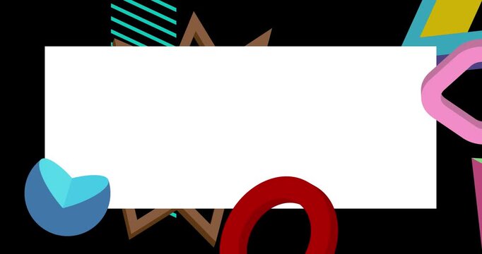 Geometrical graphic retro theme background with place for text. Minimal geometric elements frame. Vintage abstract shapes vector illustration for advertising.