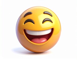 Fototapeta premium emoticon laugh smile icon 3d rendering isolated on white background cartoon plastic style icon
